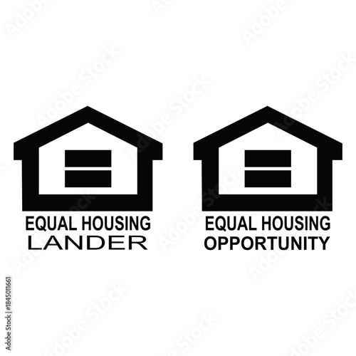 EQUAL HOUSING OPPORTUNITY AND LANDER ICON VECTOR BLACK