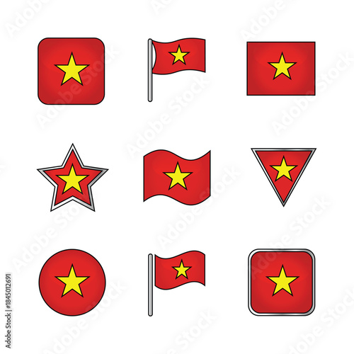Vietnam flag icons set of national symbols vector graph