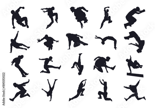 Parkour Extreme Sport Silhoeutte Illustration Element