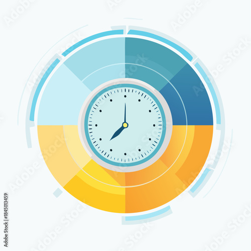 Time Management Clock Diagram for Productivity Concept
