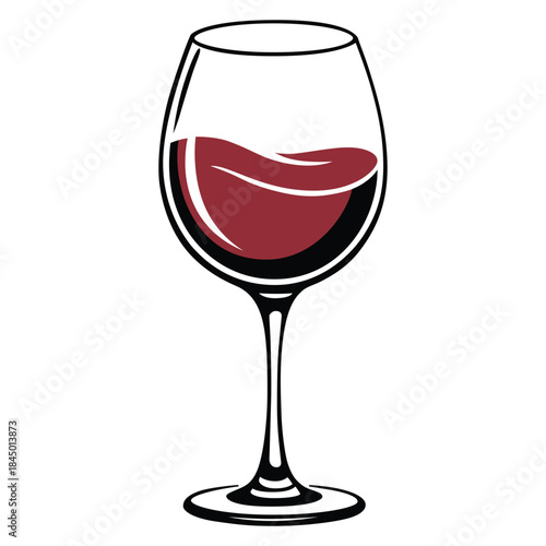 Vector illustration of A sophisticated illustration of a classic wine glass filled with rich red wine, perfect for any occasion 