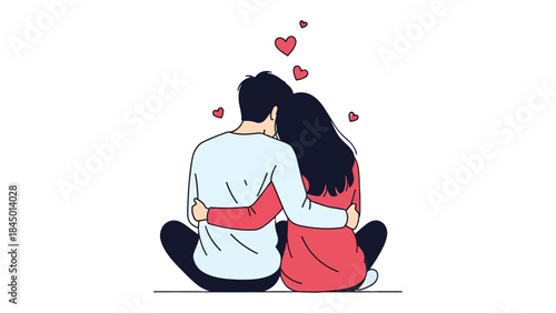 Endearment: A tender portrayal of two souls embraced in love, hearts floating above, symbolizing the deep connection and affection between them. 