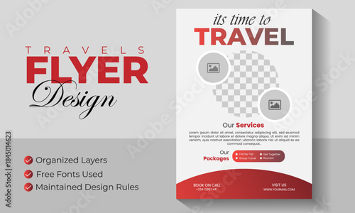 Travel poster or flyer tour and travel flyer template brochure design for a modern travel agencies promotional summer holiday travel flyer