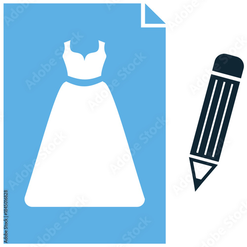 Sketch dress icon vector for fashion illustration and designer portfolios. Symbolizes creative concepts, apparel styling, and raw artistic ideas.