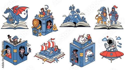 Fantasy and Sci-Fi Stories: Knights, Dragons, Space, Pirates, Myths Illustrated.