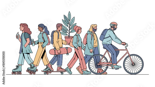 Diverse Group Embodies Eco-Friendly Lifestyles and Healthy Transport Options