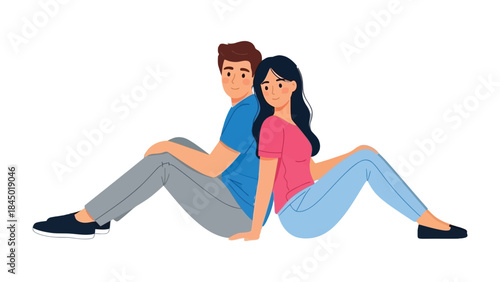 Back to Back: A couple sit back to back creating a illustration showing the feeling between the relationship, capturing the moment.