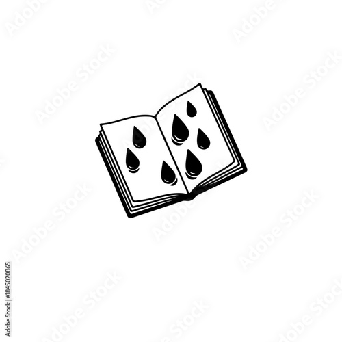 icon showing an open notebook splattered with drops of tears or blood, symbolizing the emotional and physical cost of crimes against journalists. The image represents their dedicated work