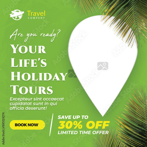 Travel agency post banner and Social media traveling template vector design