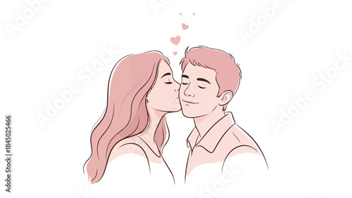 Whisper of Love:  A tender moment captured, an embrace of affection. A woman leans in to kiss a man, conveying the pure and innocent essence of love.