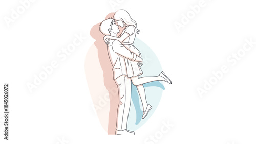 Embracing Love: An artistic rendering of a tender moment as a couple shares a loving embrace, conveying warmth and affection.