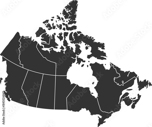 Outline Map of Canada with Provinces and Territories