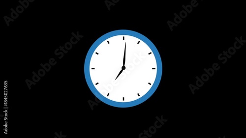 Wallpaper Mural Clock animation with rotating hands. Clock shows the passage of time. Counting 24 hours. Clock with moving hands. Motion graphics on a black screen and chroma key background. Torontodigital.ca