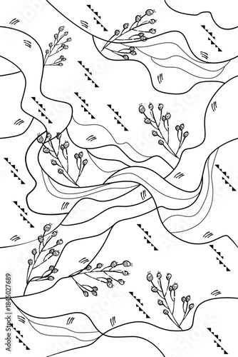 Black leaves pattern background