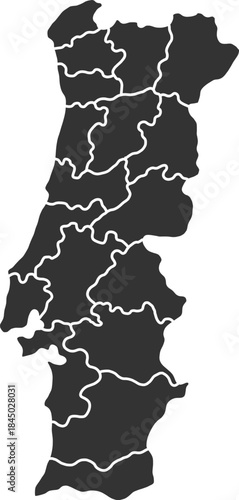Political map of Portugal showing administrative divisions