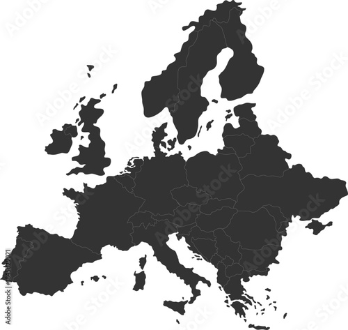 Detailed political map showing all European countries