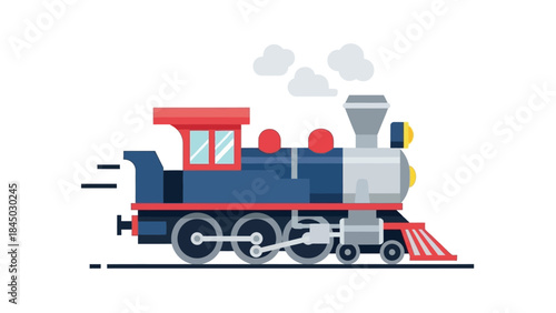 Vintage Steam Train Illustration in Motion