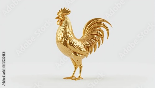  Golden  Rooster isolated on white