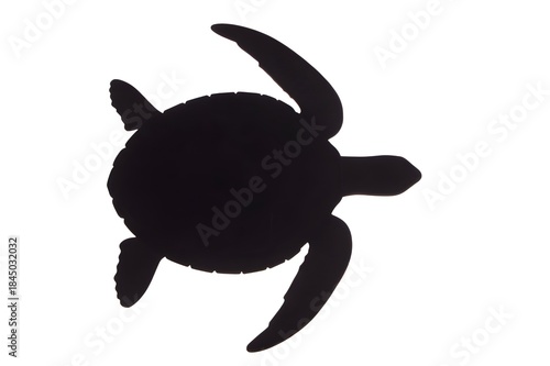 Solid black silhouette of a sea turtle viewed from above with flippers extended in a clean minimal vector style - AI Generated
