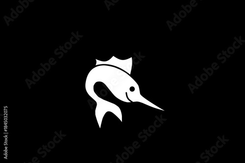 Line art marlin or sailfish logo