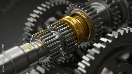 Close-up of gears and lubricant