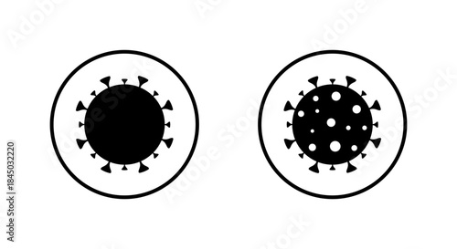 Virus icon in circular outline. Medical infection, pandemic, and disease awareness symbol