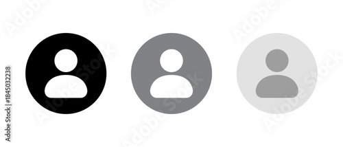 Default profile avatar icon set in grayscale. Social media account user symbol