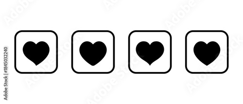 Heart icon set in square outline. Love, relationship, affection, and romantic symbol