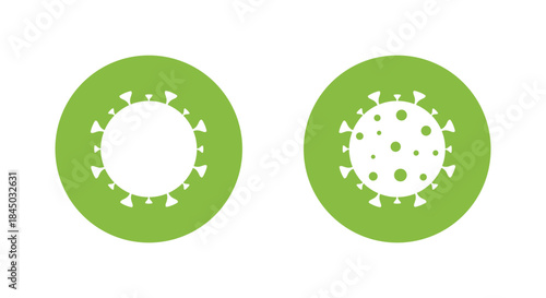 Virus icon in green circle. Medical infection, pandemic, and disease awareness symbol