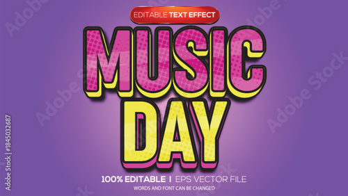 3d text effect music day theme