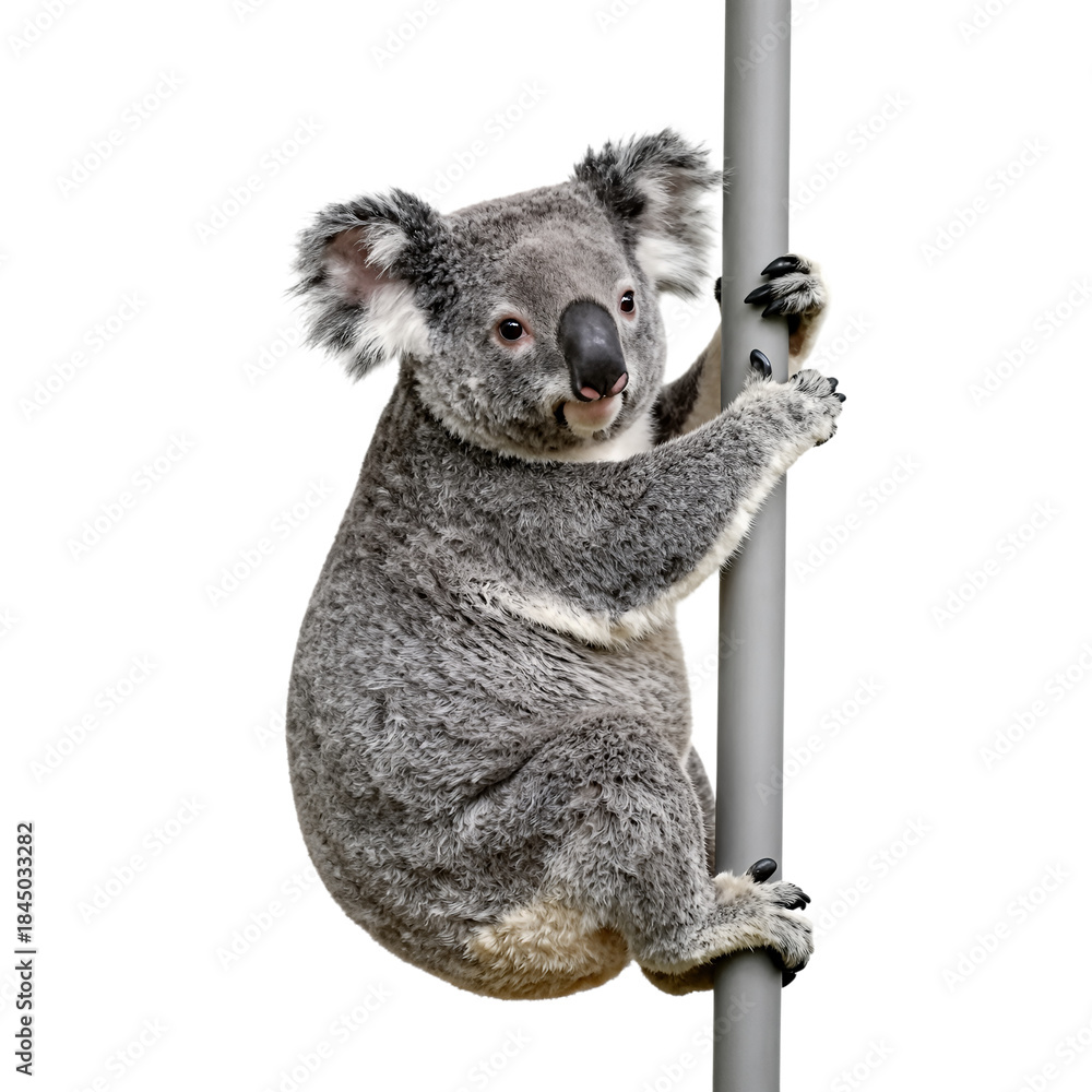 Obraz premium Koala Hugging a Pole 3D Render