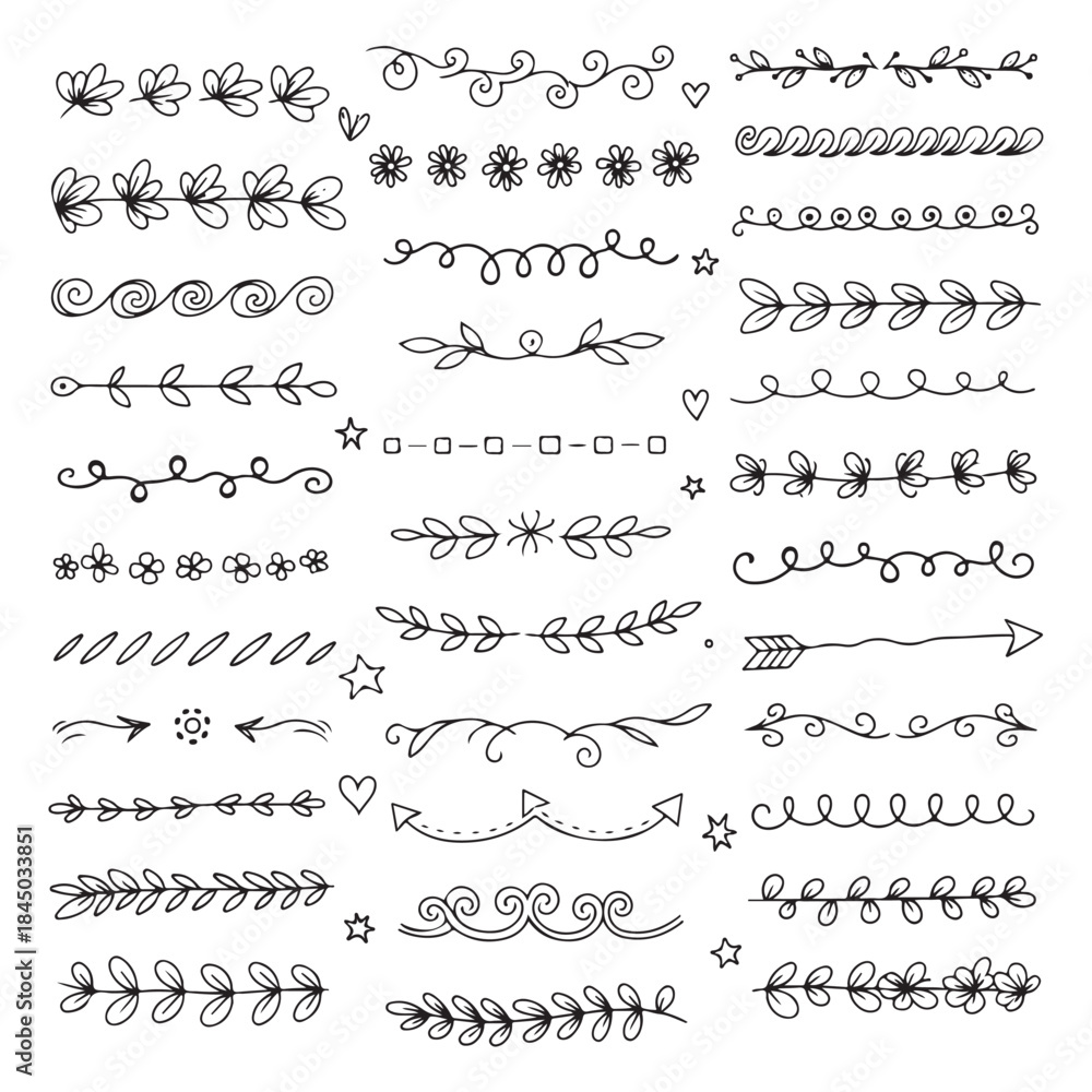 Obraz premium Decorative Hand-Drawn Borders, Frames and Divider Collection