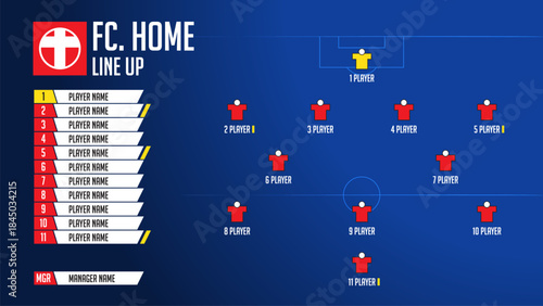 Infographic for football or soccer match lineups formation. Set of football player positions on soccer field. Football kit with soccer jersey icons in flat design. 