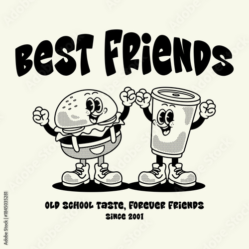 cartoon character of burger Graphic Design for T shirt Street Wear and Urban Style