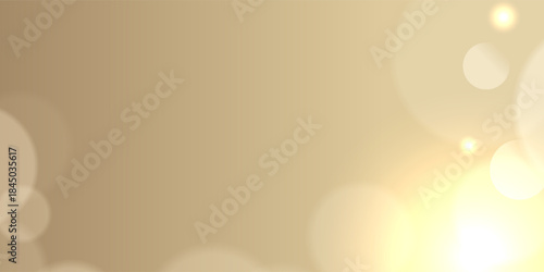 Blurred beige background with circle sparkling lights. Shiny coral glittery bokeh of christmas garland. Holiday backdrop