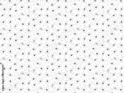 桜の線画パターン②黒