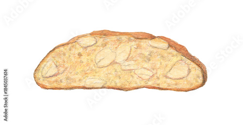 アーモンドビスコッティ　水彩色鉛筆イラスト