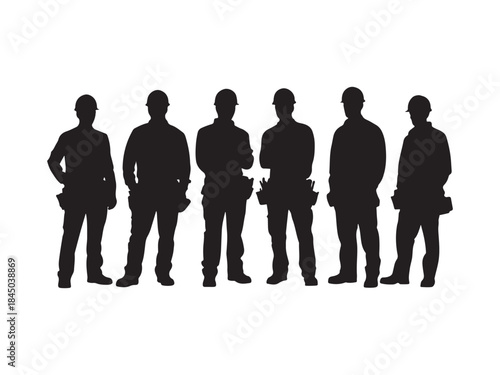 Set Of Workers Silhouettes, Group of worker people silhouette vector illustration