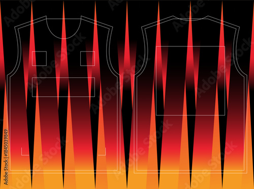 Sport shirt cutting template for football, soccer, basketball, cycling, running, rugby, baseball, racing,  Sewing pattern for apparel industry. Geometric pattern for fabric textile design.