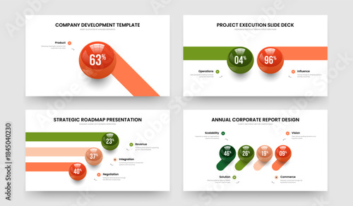 Enterprise Portfolio One Two Three Four Element Infographic Frame Design Vector Illustration Collection. Colorful Strategy 1 2 3 4 Step Diagram Slideshow Layout Bundle.