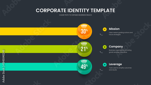 Consulting Development 3 Option Graph Presentation Design. Enterprise Briefing Three Step Diagram Frame Layout. Creative Plan Slideshow Template Vector Illustration.