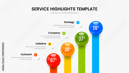 Business Growth Frame Template Vector Illustration. Medical Visualization Four Element Diagram Slideshow Design. Minimal Planning 4 Step Infographic Presentation Layout.