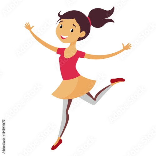 Happy girl dancing with joy and freedom