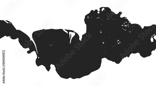 Black Ink Paint Blob Isolated on Transparent