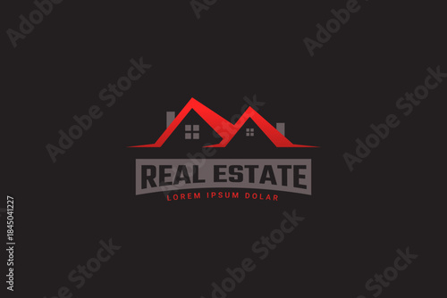 Real estate logo with house roof for property business