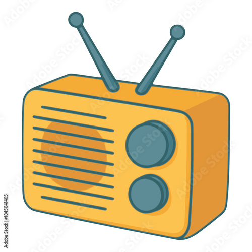 old vintage retro shelter radio communication flat color vector illustration template design