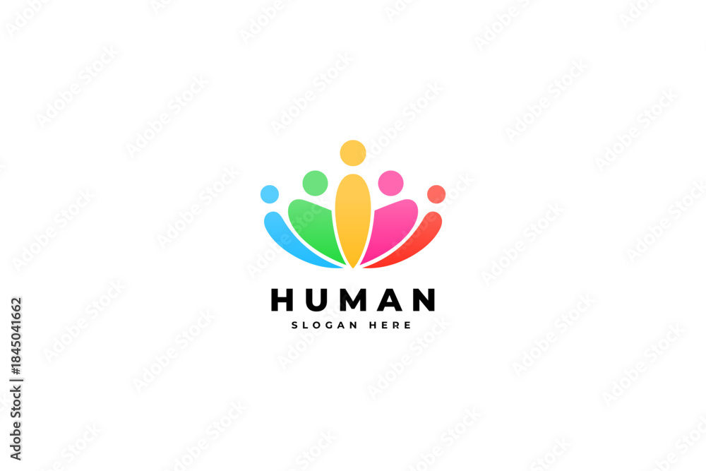 Fototapeta premium Abstract human logo symbol for community and teamwork concept