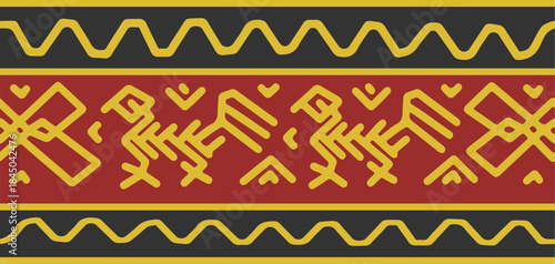 Traditional Cultural Motif with Mythical Golden Creatures