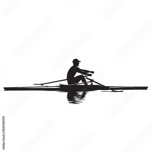 Rowing Silhouette on Water Vector Graphic Isolated on White Background for Sports Competitions and Outdoor Activities Design Elements