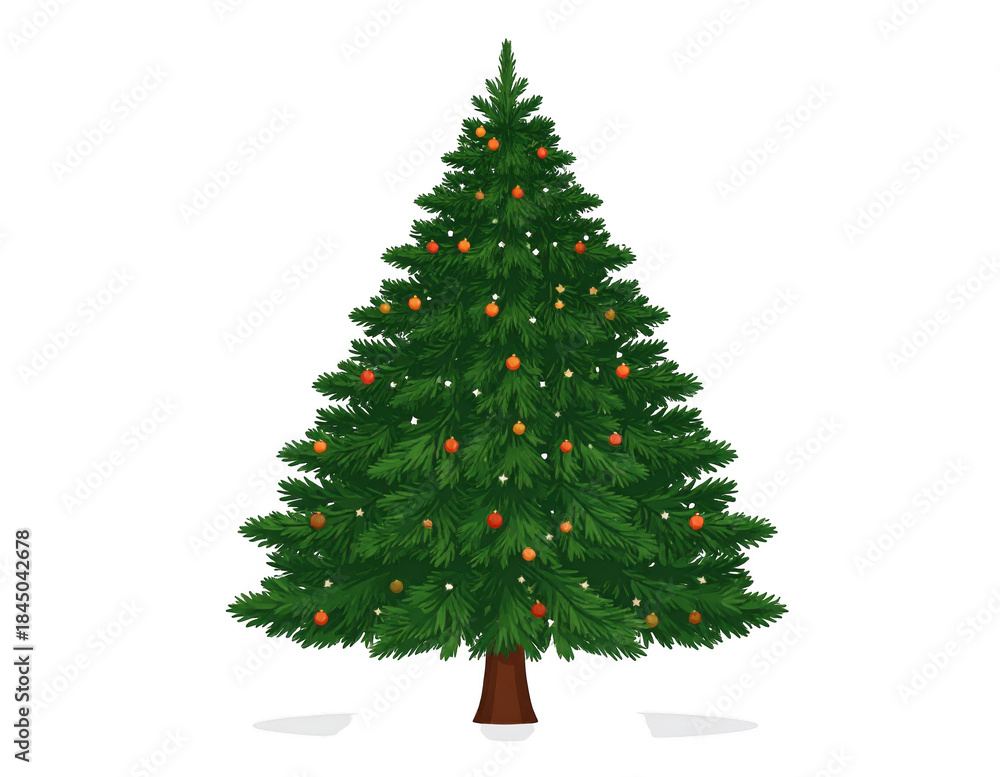 Fototapeta premium christmas tree with gift boxes, red balls isolated on white.